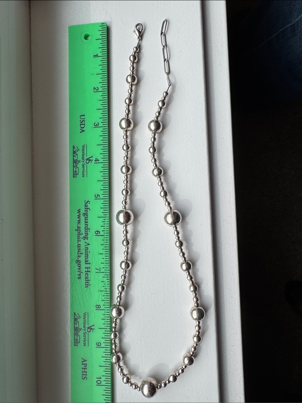Sterling Silver Beaded Necklace - Silver